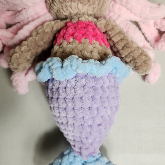 Handknit Chenille Chunky Knit Mermaid Plush 12" - Picture 4 of 6